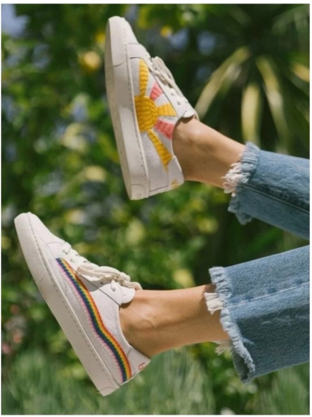 Soludos Ibiza 'Good Times' Rainbow Wave & Sun Embroidered Sneakers Size 7.5